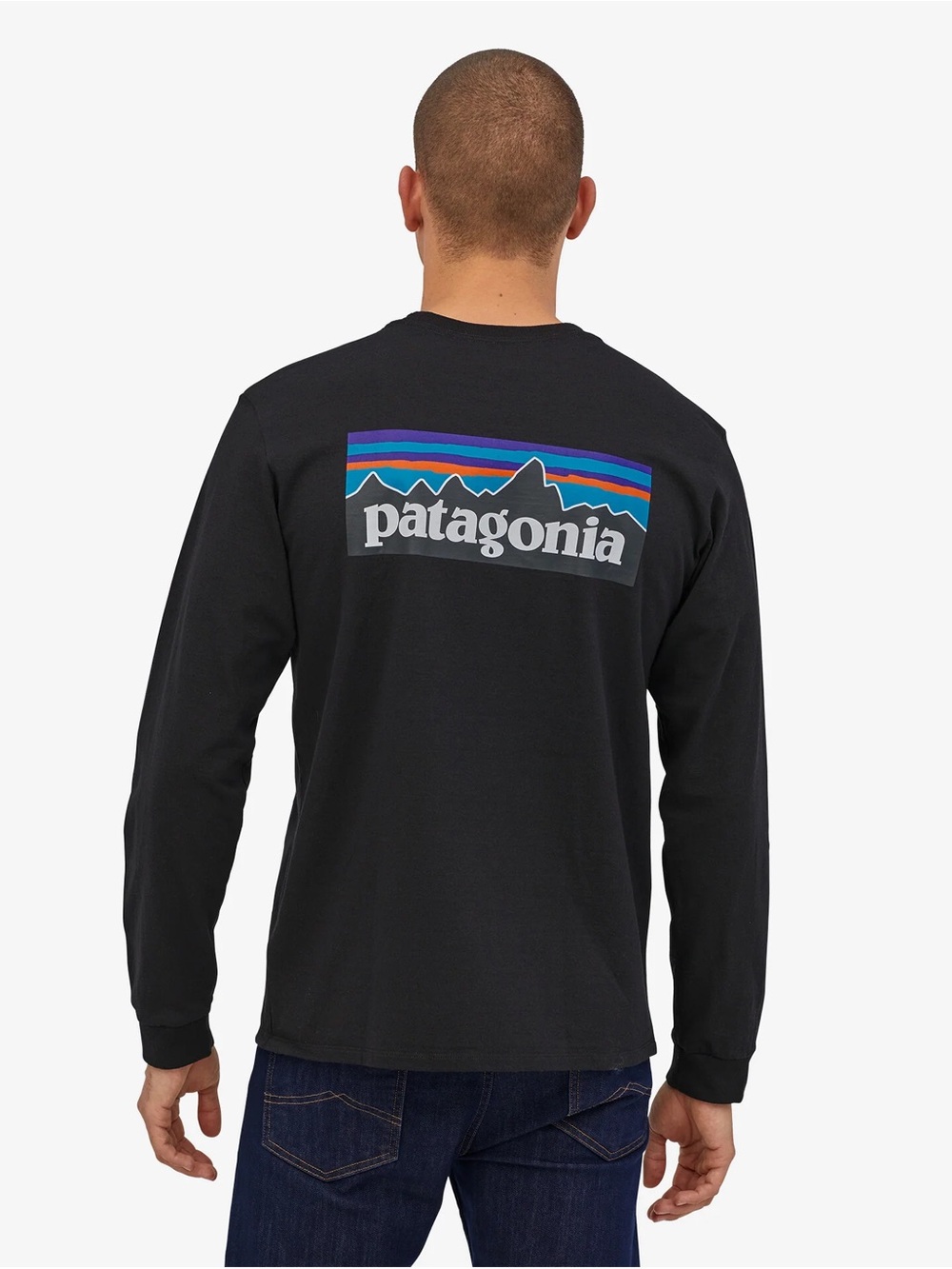 Patagonia Men's Long-Sleeve Logo P-6 Logo T-Shirt Responsibili-tee Black Sz XXL